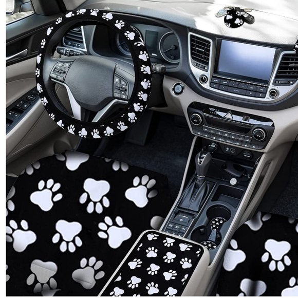 ***10Pc Paw Print Full Interior Car Accessories Set - Picture 2 of 6